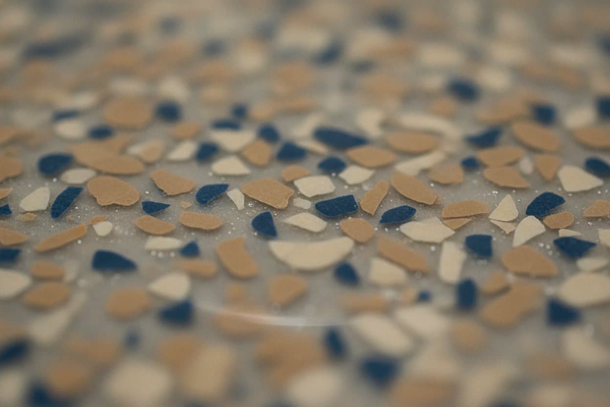 Dense flake field under polyaspartic topcoat.